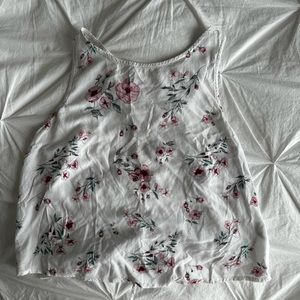 floral tank top with cris cross back